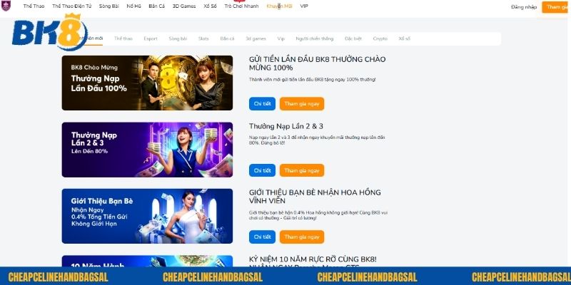Ưu đãi tại BK8 đa dạng cho người chơi